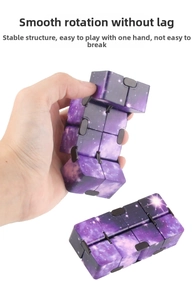 Detail showing smooth rotation of galaxy purple infinity cube for stress relief and focus