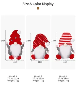 Size chart showing gnome cutlery holders measuring 17x11cm in three festive patterns