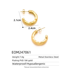 Detail showing 21mm x 24mm size dimensions and 18K gold plated stainless steel specs
