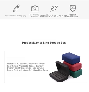 Macro detail of PU leather jewelry boxes in four colors showing high-quality textures