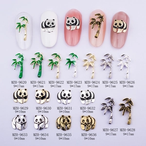 Panda Bamboo 3D Nail Art Charms Alloy Metal Enamel DIY Decoration Manicure Accessories Cute Chinese Style Retro Design