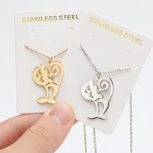 Modische Süße Katze Anhänger Halskette Edelstahl Hohl Tier Schlüsselbein Kette Eleganter Schmuck Für Frauen Mädchen