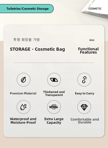 Features of large capacity transparent waterproof PVC cosmetic bag for travel storage