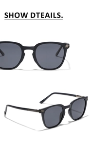 Close-up of TR90 frame sunglasses showing matte finish and metal hinge accents