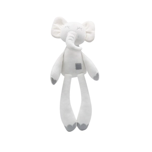 Cute white plush elephant doll toy with grey patch details for baby nursery decor