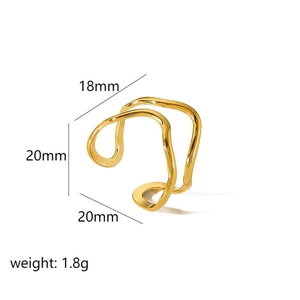 Detailed size specifications of 18k gold geometric twisted stainless steel ring