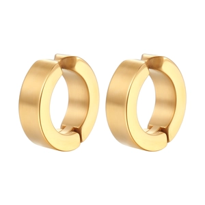 Boucles D'oreilles Créoles À Clip Pour Hommes En Acier Titane Rondes Plates Style Punk Mode Coréenne Unisexe