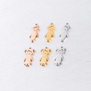 Boy Girl Silhouette Pendants Stainless Steel Mirror Polished Minimalist DIY Jewelry Findings For Family Couples Necklaces