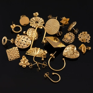Stainless Steel Geometric Earring Post Stud Findings Heart Star Round Embossed DIY Jewelry Making Component Accessories