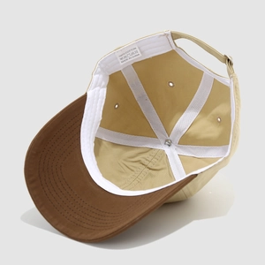 Kids baseball cap in brown and khaki cotton with HELLO letter embroidery and adjustable back