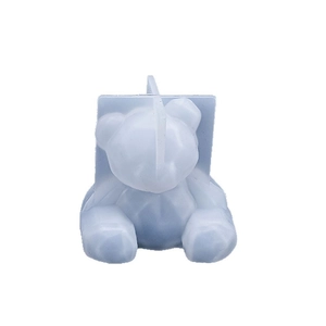 Sitting bear silicone mold for resin art, DIY geometric teddy bear candle making tool