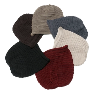 Set of 6 colorful ribbed knit beanies for women in black burgundy khaki and grey tones