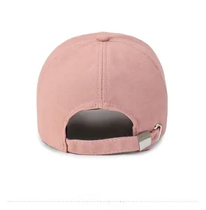 Pink cotton baseball cap back view showing the adjustable metal buckle and strap