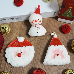 Bougies parfumées Père Noël et bonhomme de neige pour décoration de table de Noël