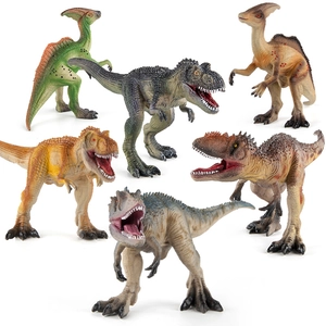 Set de seis figuras realistas de dinosaurios incluyendo Giganotosaurus y Parasaurolophus