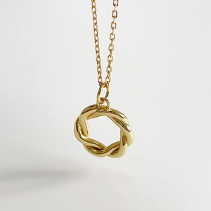 Twisted Wreath Pendant Necklace 925 Sterling Silver 18K Gold Plated INS Style Elegant Garland Neck Chain For Women