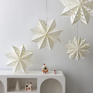 Nordic white paper star lanterns with hollow patterns for Christmas home decoration