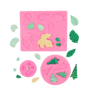 Detaillierte rosa Silikonform für DIY Weihnachtsbaumblätter und Fondantkuchendekoration
