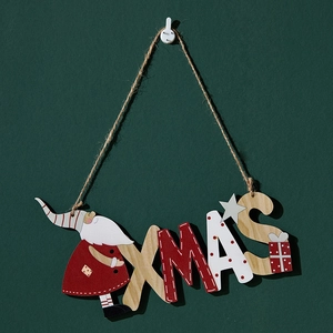 Christmas Wooden Hanging Signs Santa Claus Gnome Xmas Letter Plaque Festive Home Wall Door Decor Ornaments
