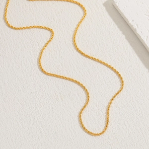 Minimalist 18K gold plated copper rope chain necklace with elegant metallic luster