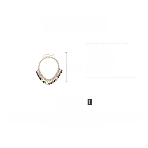 Detail view of gold sweater necklace with colorful rhinestones and 52.2cm chain specs