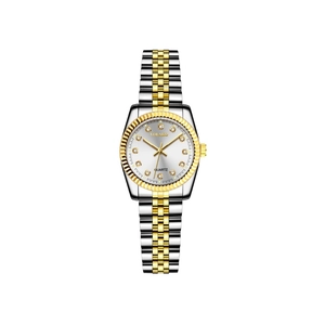 Classic Yolako men's quartz watch with two-tone silver and gold stainless steel band