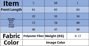 Size chart showing S-L dimensions for women's striped long sleeve polyester top