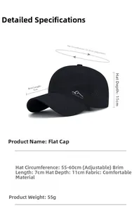 Size guide for breathable outdoor cap with 55-60cm adjustable circumference and 7cm brim