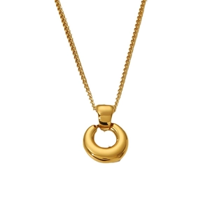 Minimalist 18k gold plated stainless steel necklace with thick solid round ring pendant