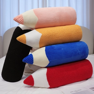 Pencil Shaped Plush Pillow Long Cushion Ribbed Corduroy Teddy Fleece Soft Decorative Throw Pillow For Sofa Bedding