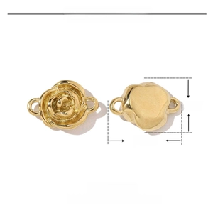 Detail view of 3D gold rose pendant with 19mm by 14mm dimensions and 3.4g weight specifications