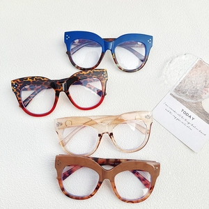 Retro oval cat-eye glasses frames with rivet accents in four stylish assorted colors