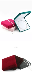 Close-up of premium velvet jewelry gift boxes for necklaces in various elegant colors