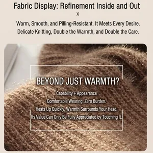 Deep brown winter knit hood with integrated scarf, featuring warm fleece and plush texture