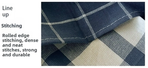 Detail of reinforced edge stitching on waffle weave cotton linen kitchen tea towel
