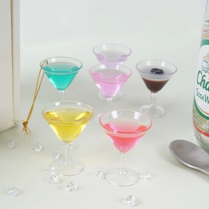 Set of six colorful miniature martini cocktail glass models for creative DIY decoration