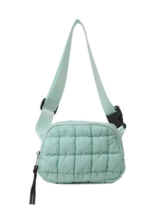 Mint green quilted crossbody chest bag with adjustable strap for sports and cycling