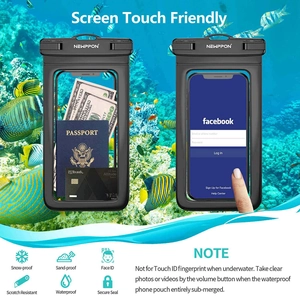 Waterproof phone case storing passport and cash with underwater touchscreen capability