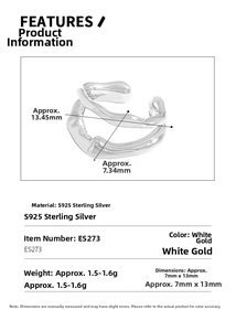 Detailed size specifications of S925 sterling silver double-layer ear cuff 7x13mm