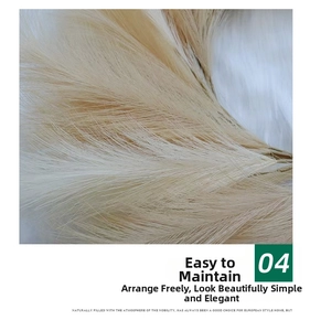 Close-up of soft beige artificial reed wreath showing fluffy textured fibers and delicate details