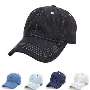 Washed Denim Baseball Cap Cotton Contrast Stitching 6 Panel Adjustable Sun Hat For Men Women Outdoor Casual Vintage