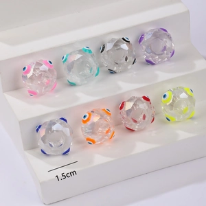 Polished crystal evil eye beads in 8 colors for DIY jewelry making 1.5cm size