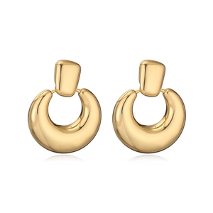 Chunky 18K gold plated geometric earrings with irregular bold hoop design for women