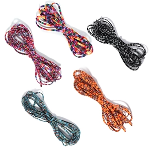 Flat braided 5mm colorful cotton cords for DIY bracelets and shoelaces on white background