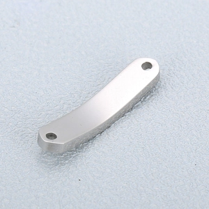 Polished curved stainless steel bar connector with dual holes for DIY jewelry making
