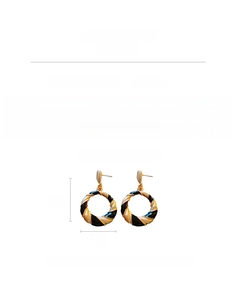 Detailed size specifications of the vintage enamel hoop earrings with silver pins