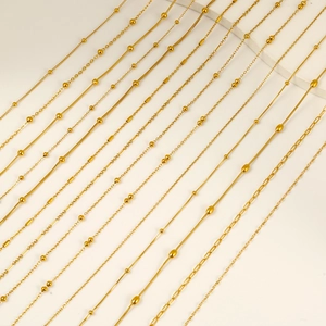 Minimalist 18K Gold Plated Stainless Steel Necklace Chain For Women Bead Snake Lip Cross Chain Adjustable Fashion Jewelry