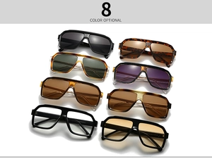 Detail view of eight vintage square frame sunglasses in assorted colors on white background