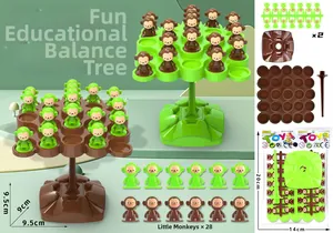 Detailed view of the balance tree toy set with 28 monkeys and precise dimensions