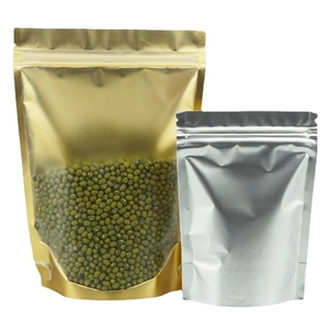 Self-standing aluminum foil pouches with zipper and clear window for food storage